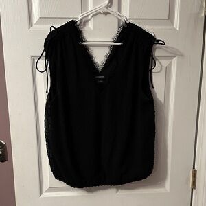 Daytrip Black Lace Trim Blouse